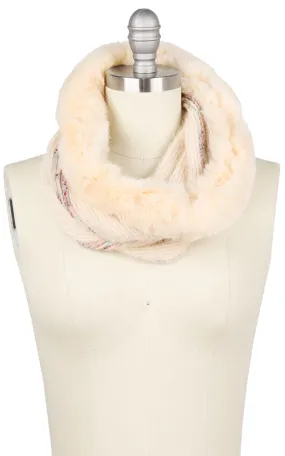 EAN9493 Fur Trim Furry Knit Tube Scarf