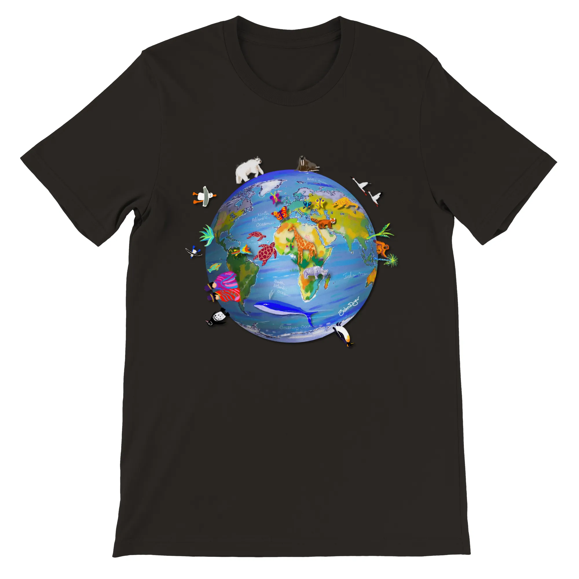 Earth Art T-Shirt by Artist John Dyer. Climate Change and Wildlife - Last Chance to Paint