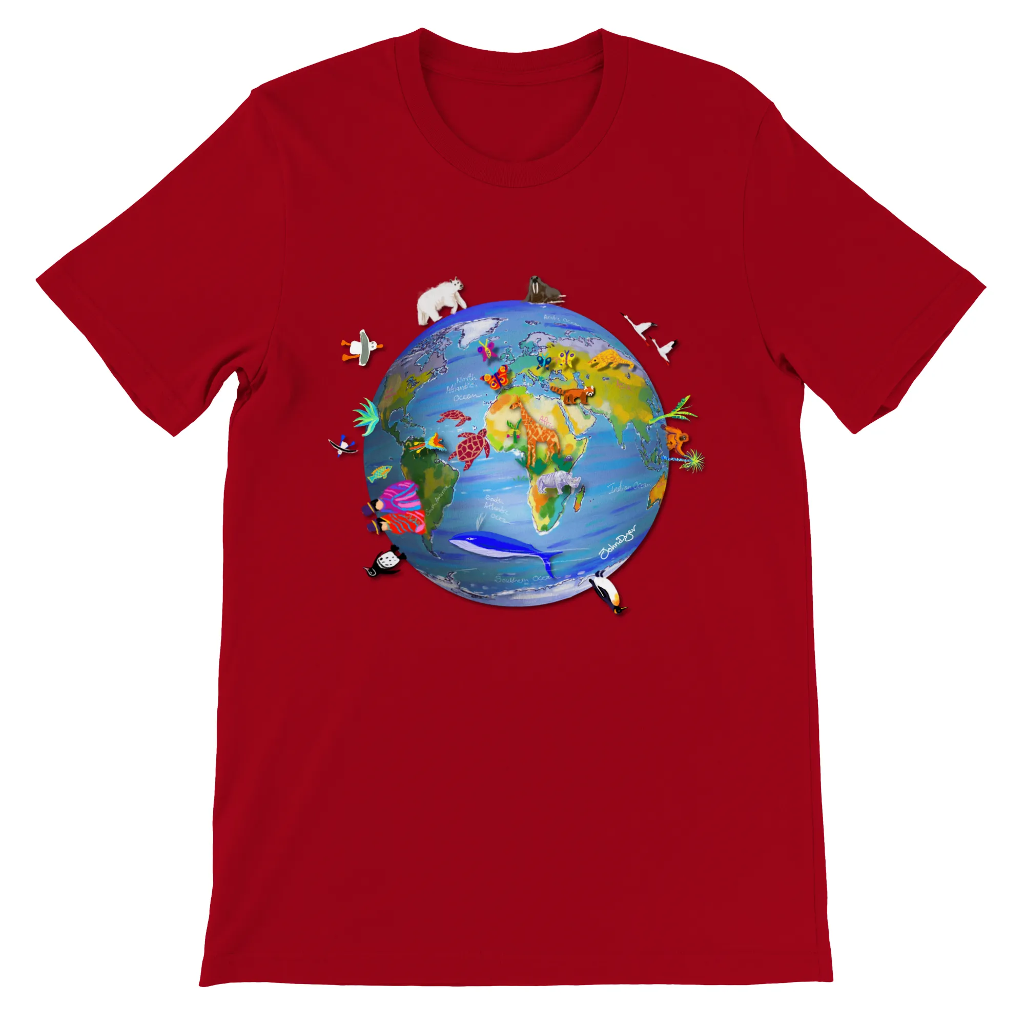 Earth Art T-Shirt by Artist John Dyer. Climate Change and Wildlife - Last Chance to Paint