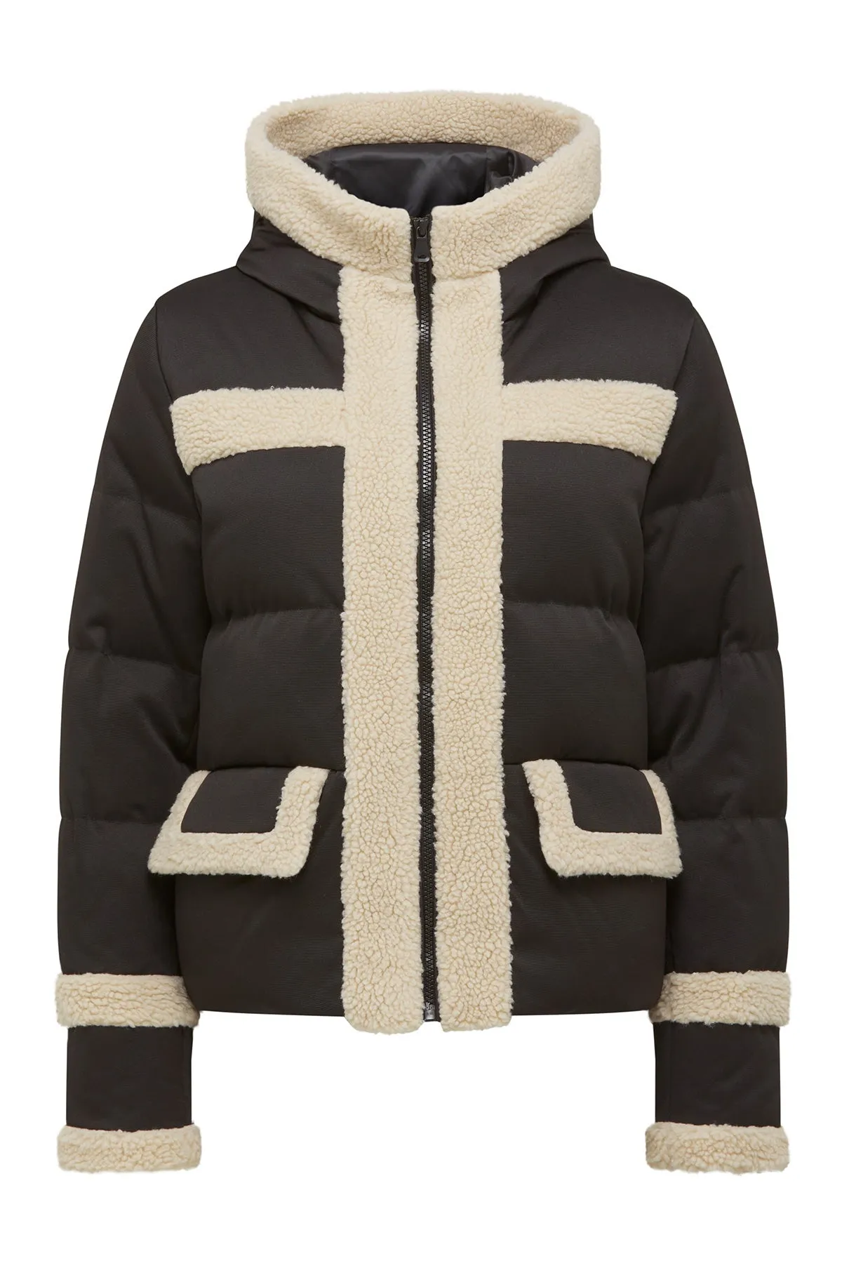 Elke Shearling Puffer - Black