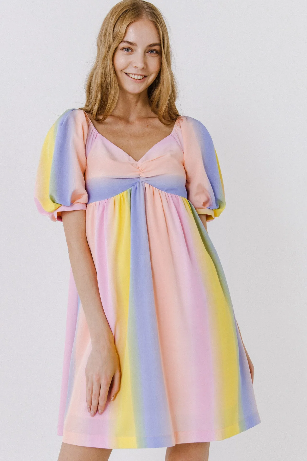 English Factory - Multi Color Stripe Babydoll Dress