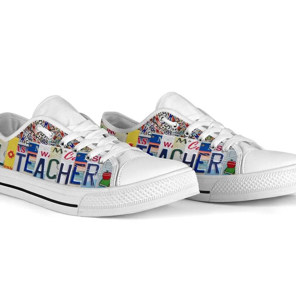 Esl Teacher License Plates Low Top Shoes, Teacher Shoes, Low Top Sneakers