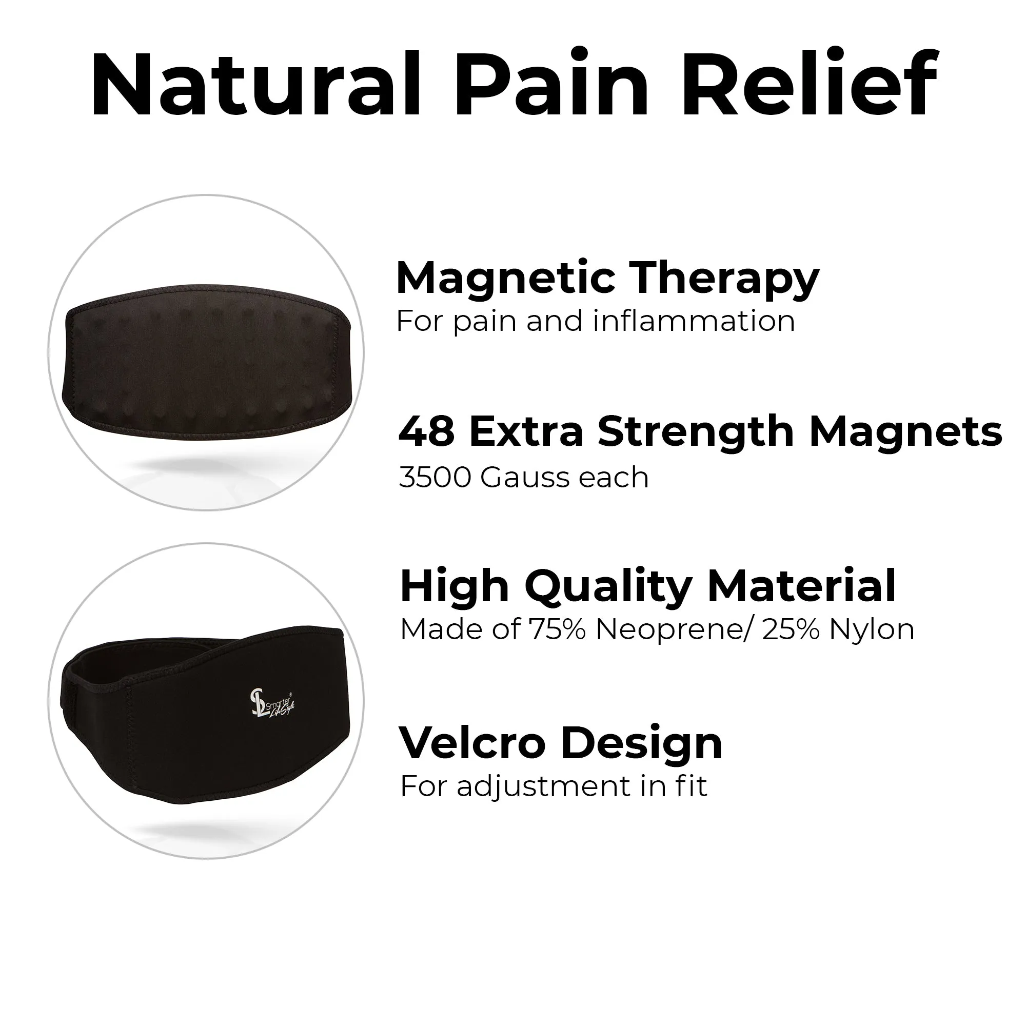 Extra Strength Magnetic Therapy Back & Waist Support Wrap Belt, 48 High Power Magnets for Lower Back and Hip Pain Relief