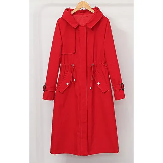 Faux Fur Collar Cinched Waist Fleece Parka