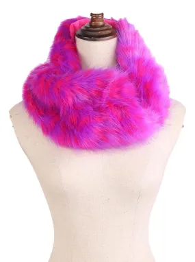 Faux Fur Neck Warmer Infinity Scarf Purple and Pink Color WARM001