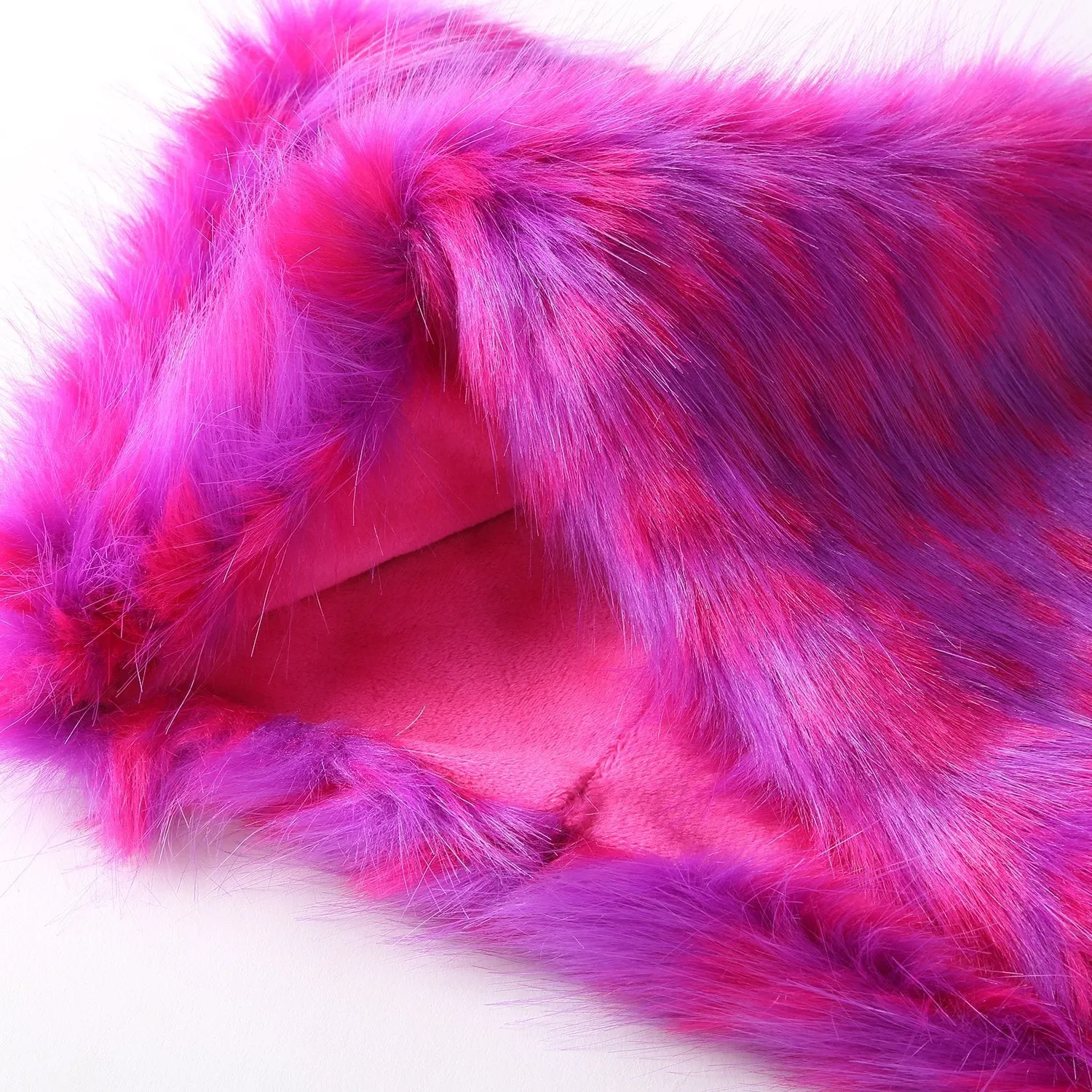 Faux Fur Neck Warmer Infinity Scarf Purple and Pink Color WARM001