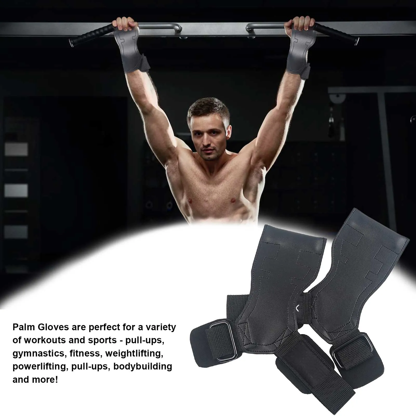 Fitness Workout Gloves Weightlifting Grips Anti-Skid Fingerless Palm Grips WeightLifting Deadlifts Wrist Wraps Support