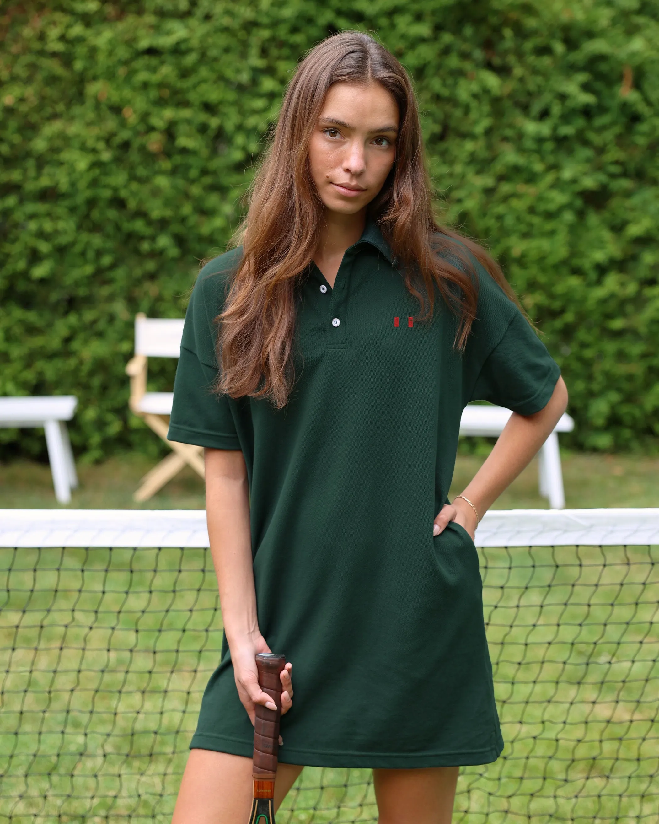 Flag Polo Boyfriend Dress Evergreen