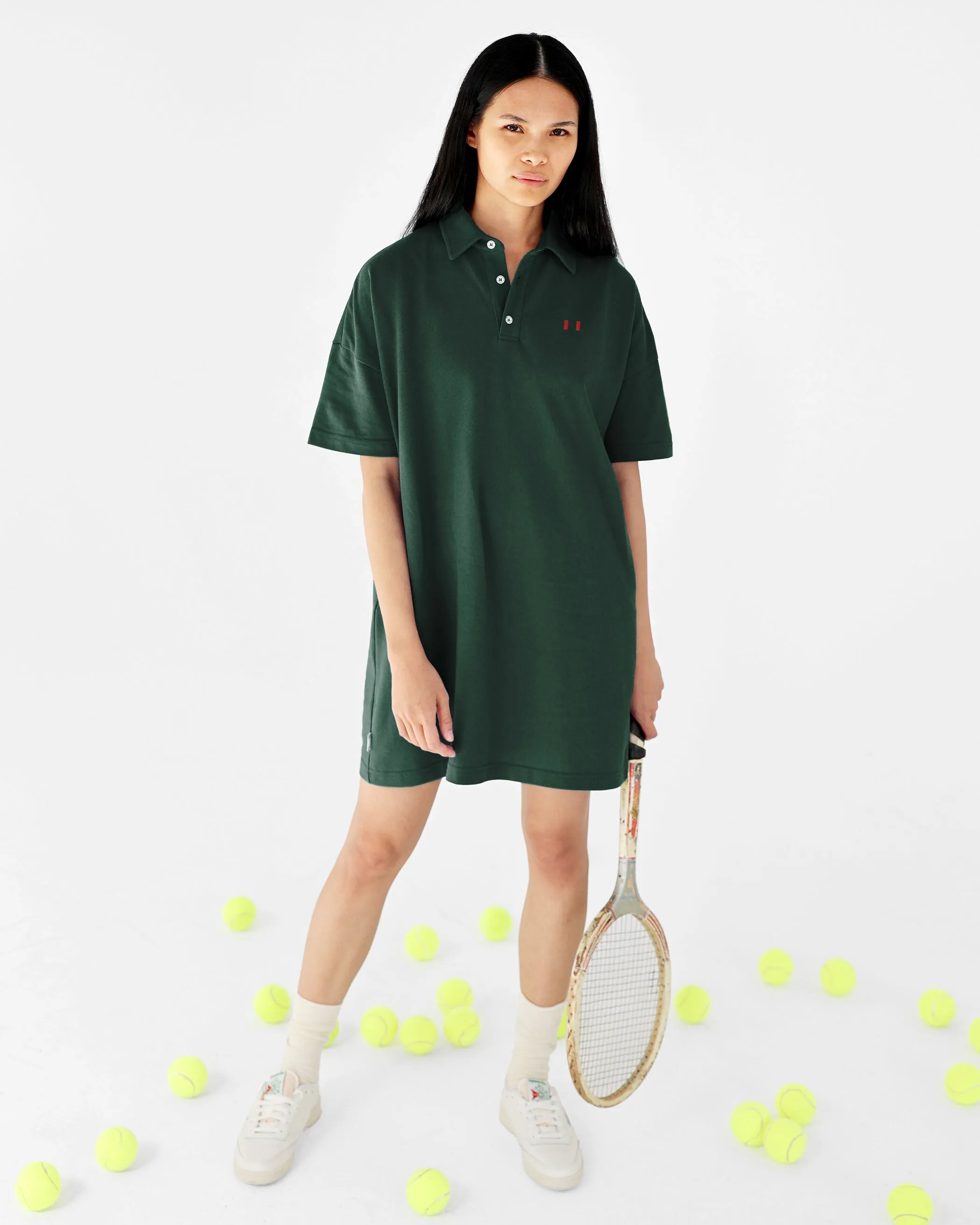 Flag Polo Boyfriend Dress Evergreen