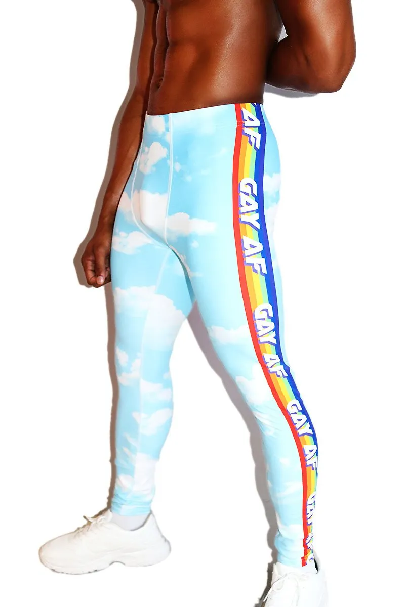 Gay AF Cloud Leggings Tights- Sky Blue