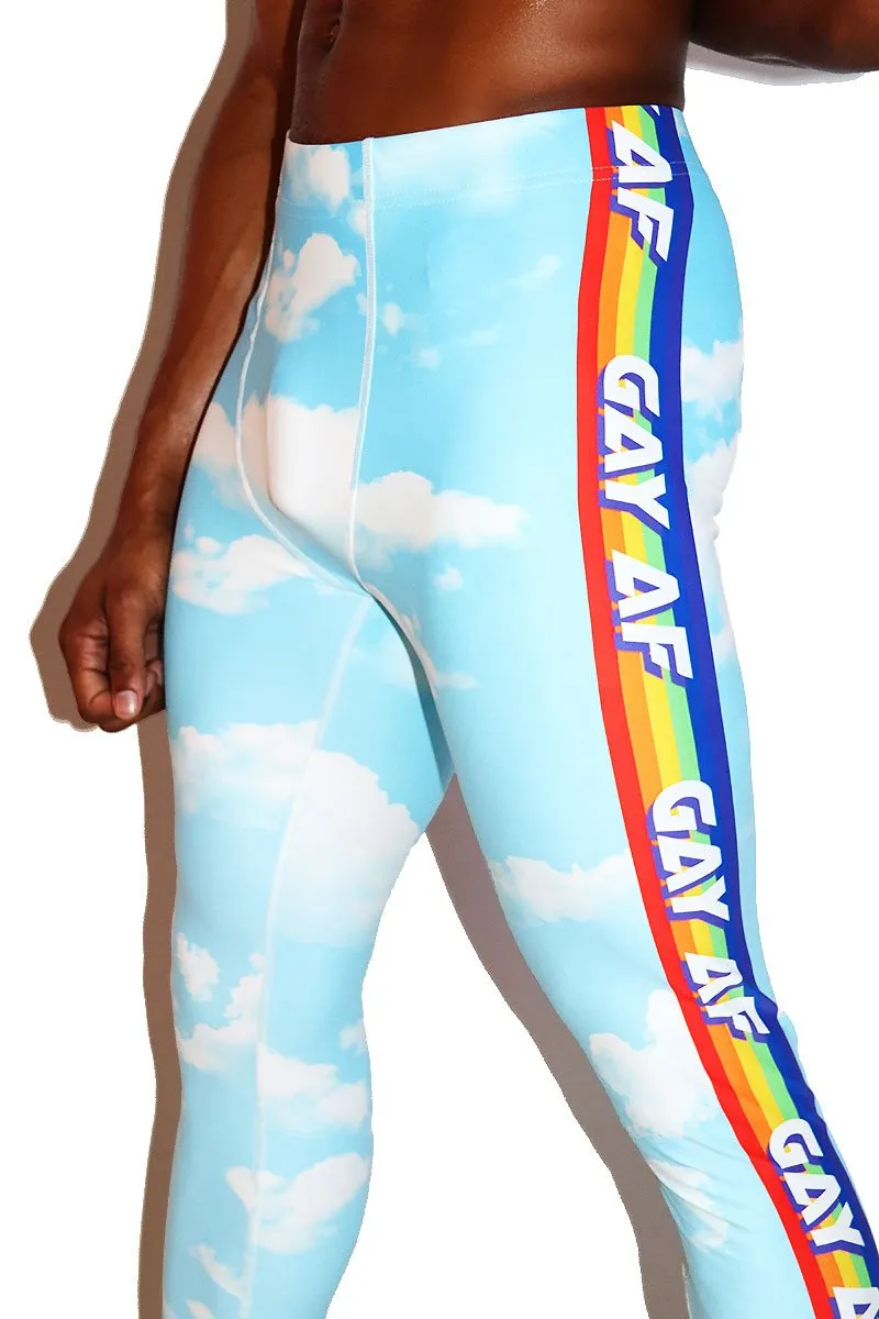 Gay AF Cloud Leggings Tights- Sky Blue