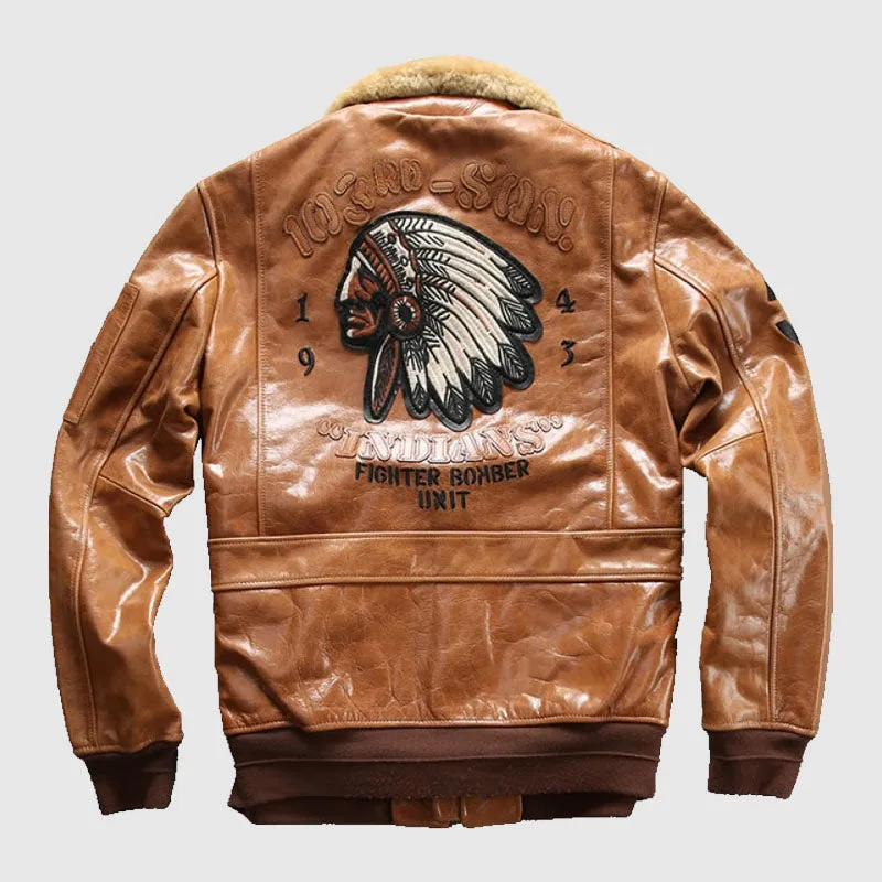 Genuine A2 Flight Brown Leather Bomber Jacket