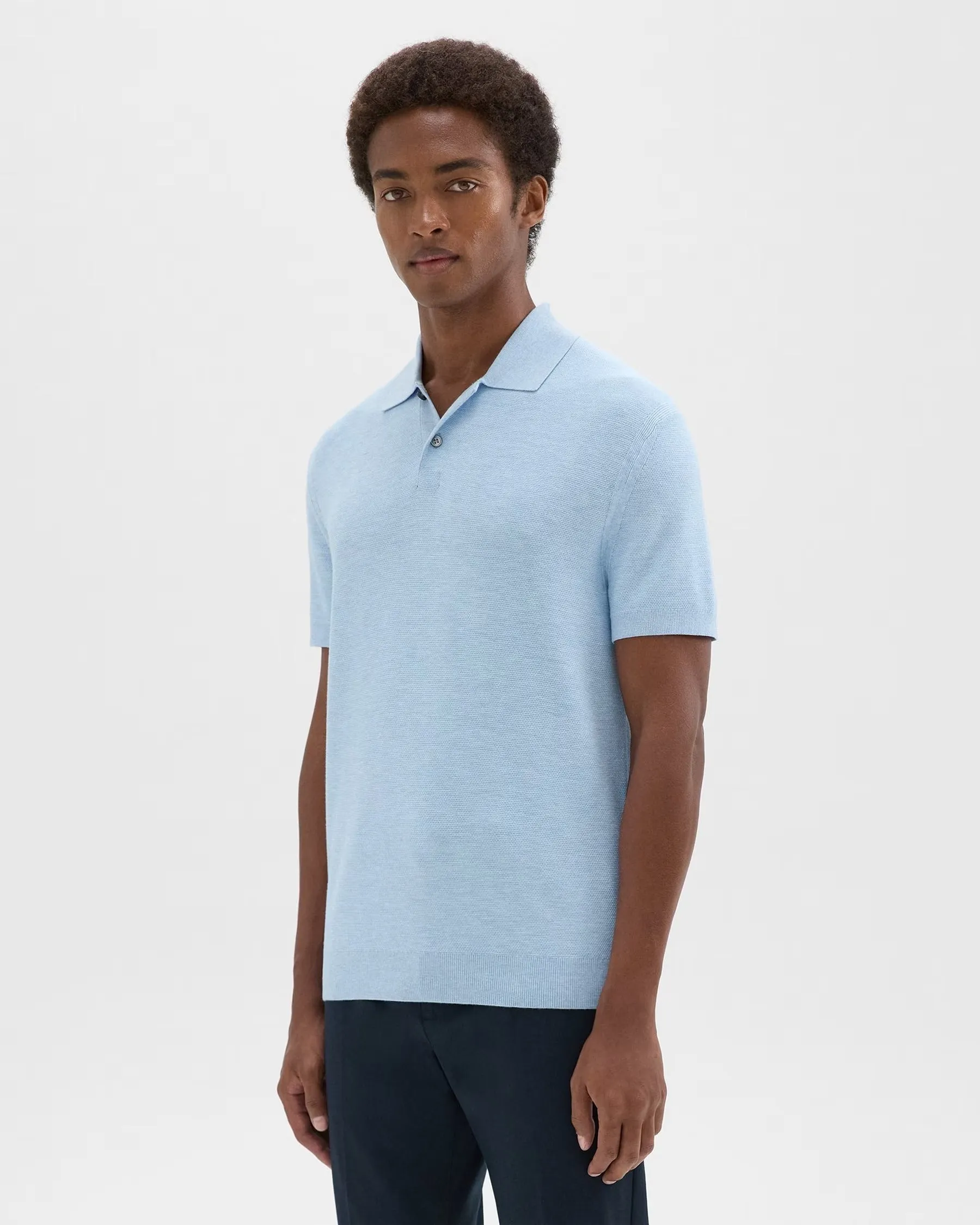 Goris Short Sleeve Knit Polo Skylight Melange