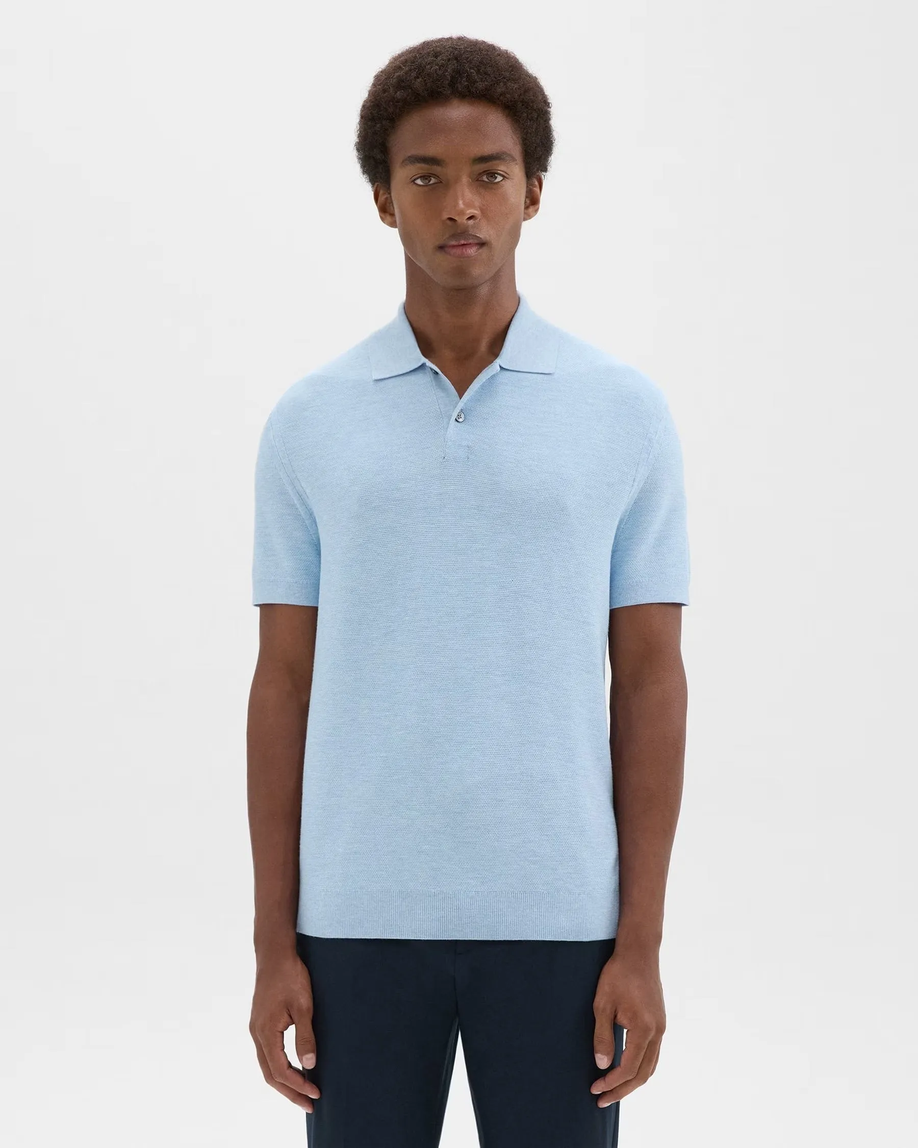 Goris Short Sleeve Knit Polo Skylight Melange