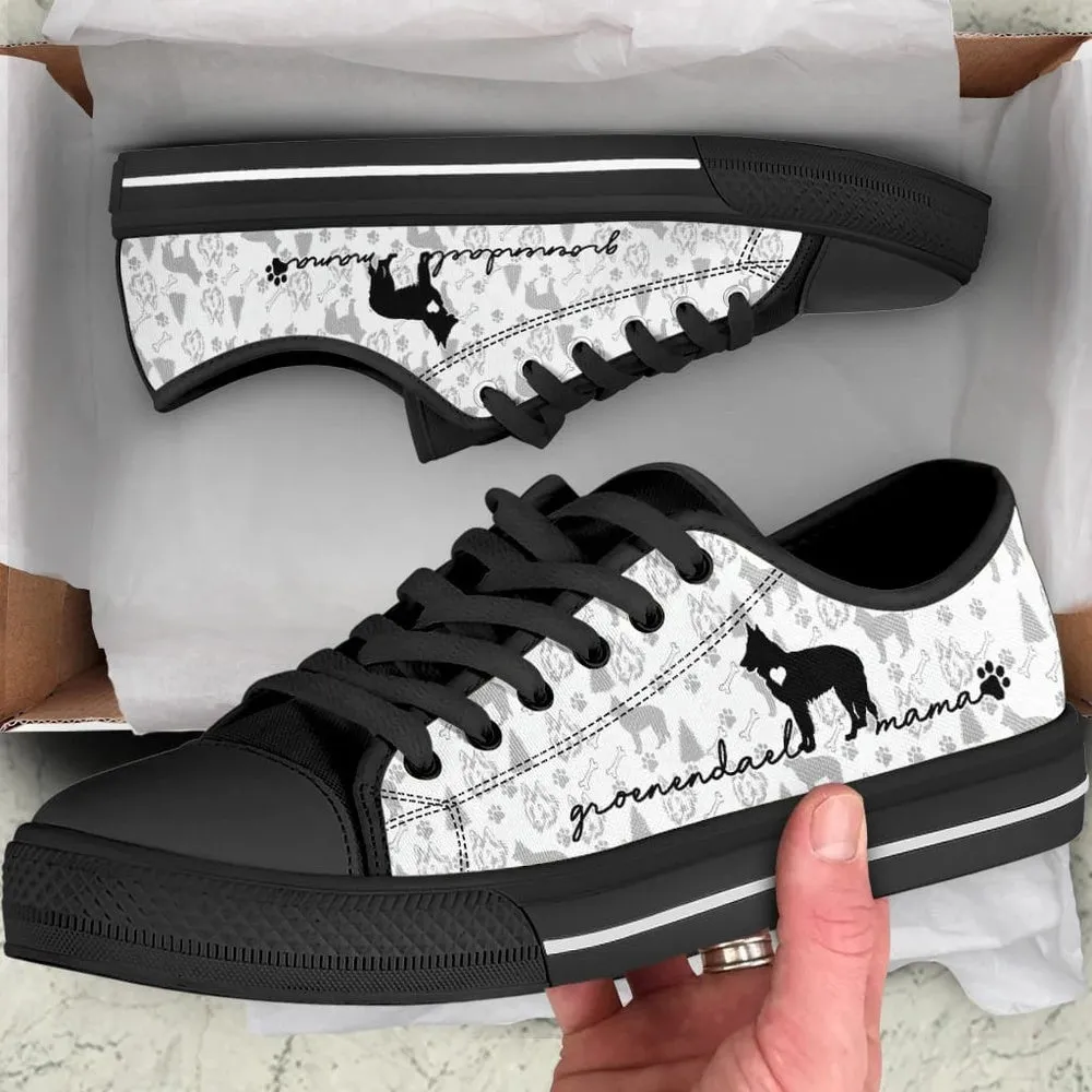 Groenendael Low Top Shoes, Dog Printed Shoes, Canvas Shoes For Men, Women