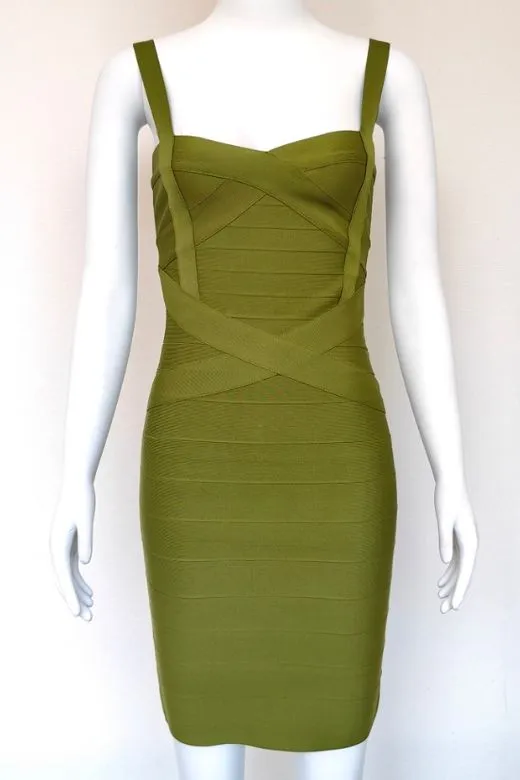 Heidi Bandage Mini Dress - Olive Green