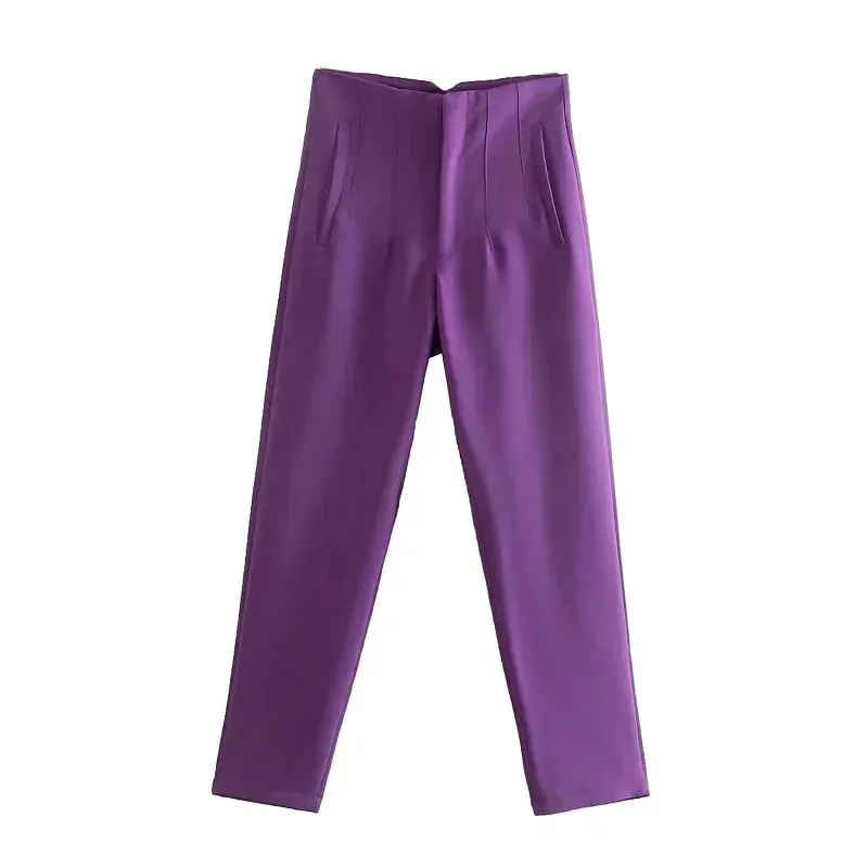 High Waist Formal Office Pants for Women - Slim Fit Pencil Trousers