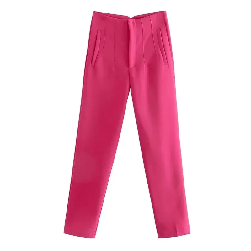 High Waist Formal Office Pants for Women - Slim Fit Pencil Trousers