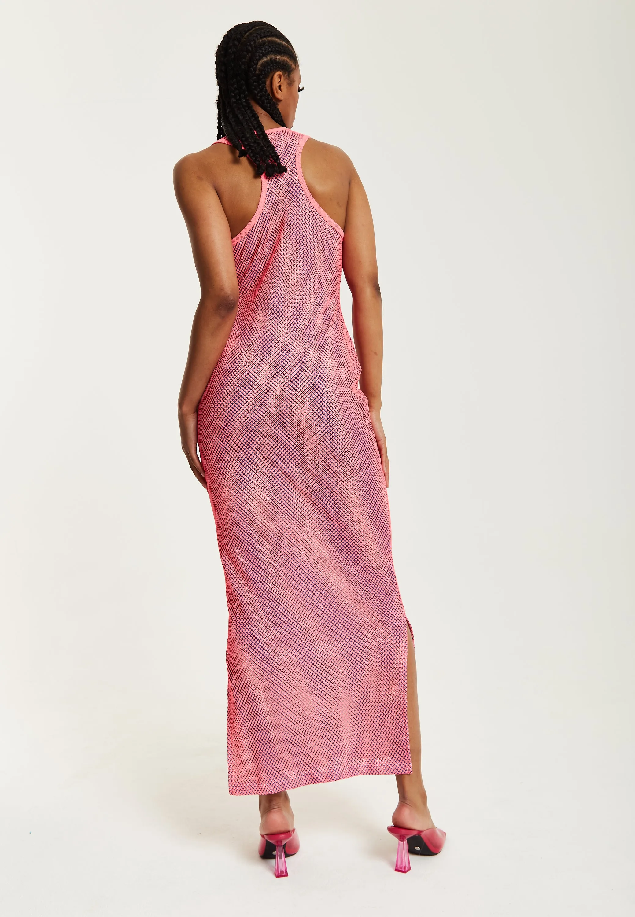 House Of Holland Pink Fishnet Maxi Dress