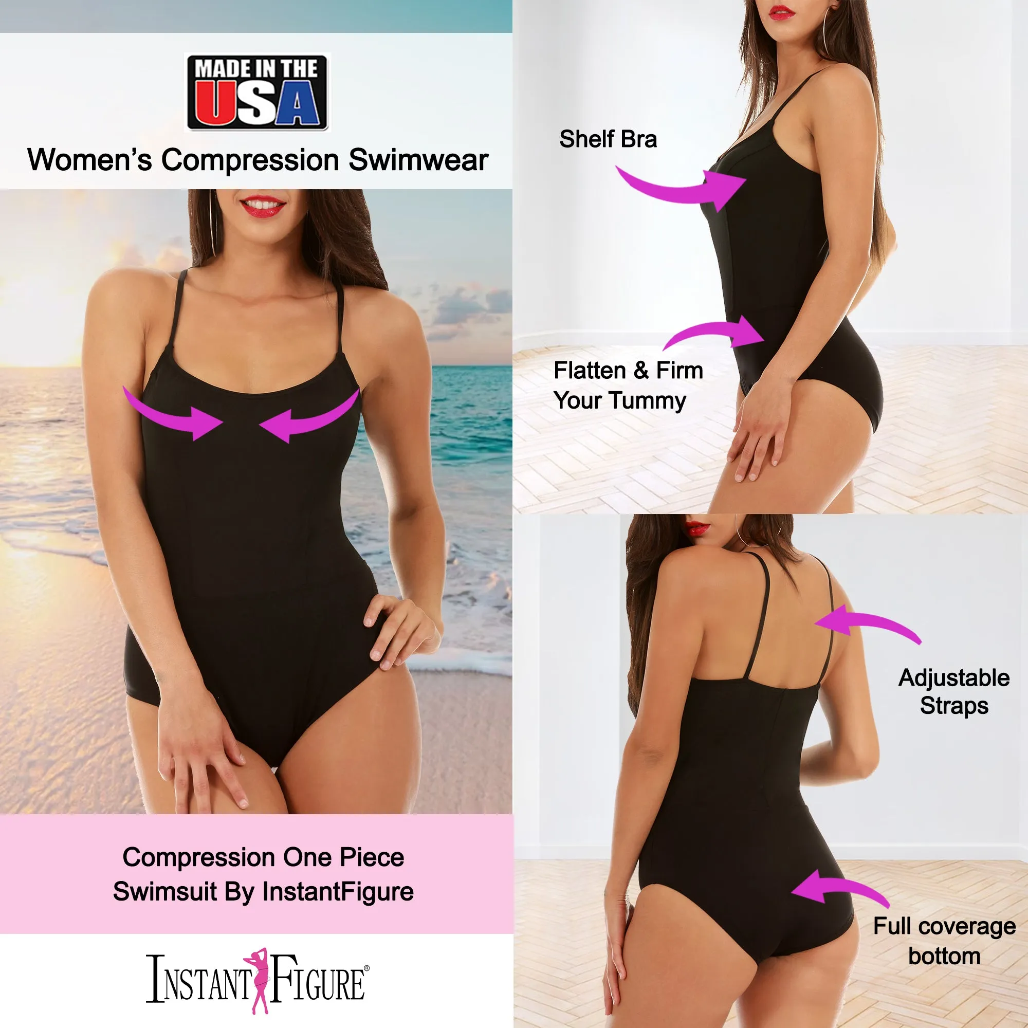 InstantFigure Swimsuit Princess Seams One Piece 13590P