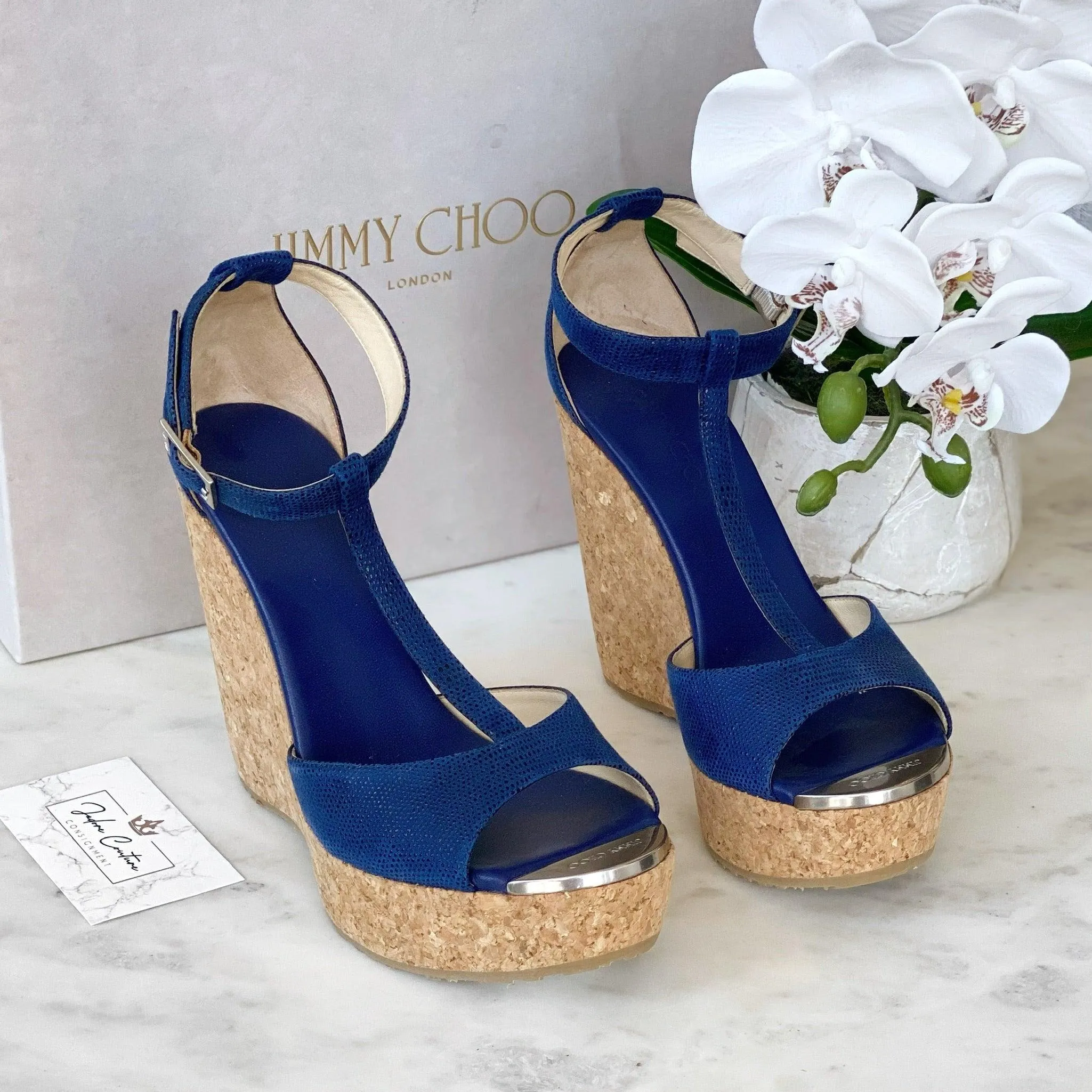 Jimmy Choo Cosmo T-Strap Pela Wedges 36