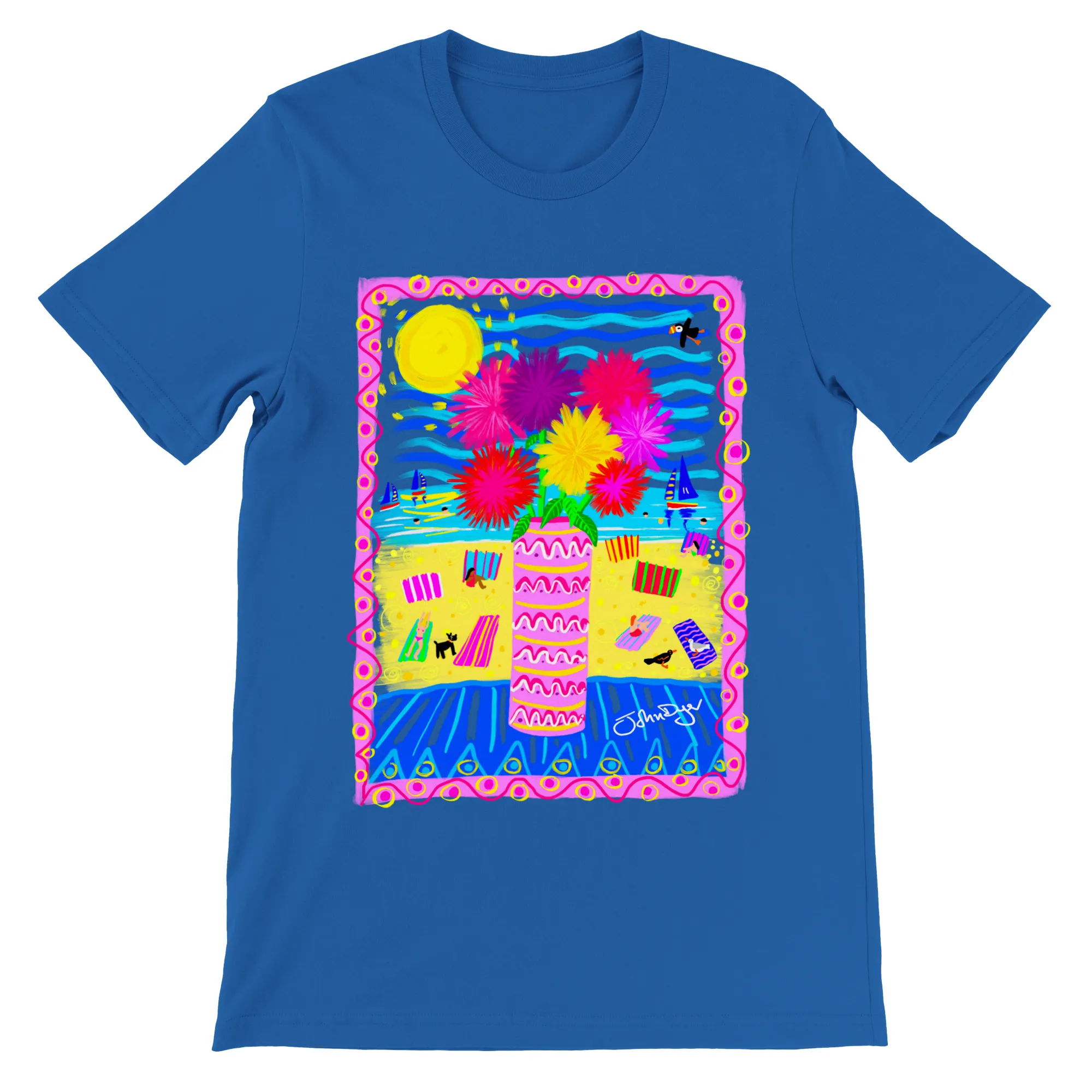 John Dyer Unisex Art T-Shirt. Pom Pom Beach Flowers