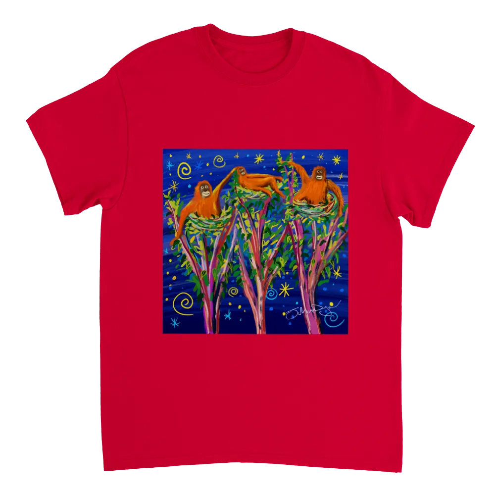 John Dyer Unisex Cornwall Art T-Shirt. Borneo Rainforest Orangutans. Rainforest Art Gallery