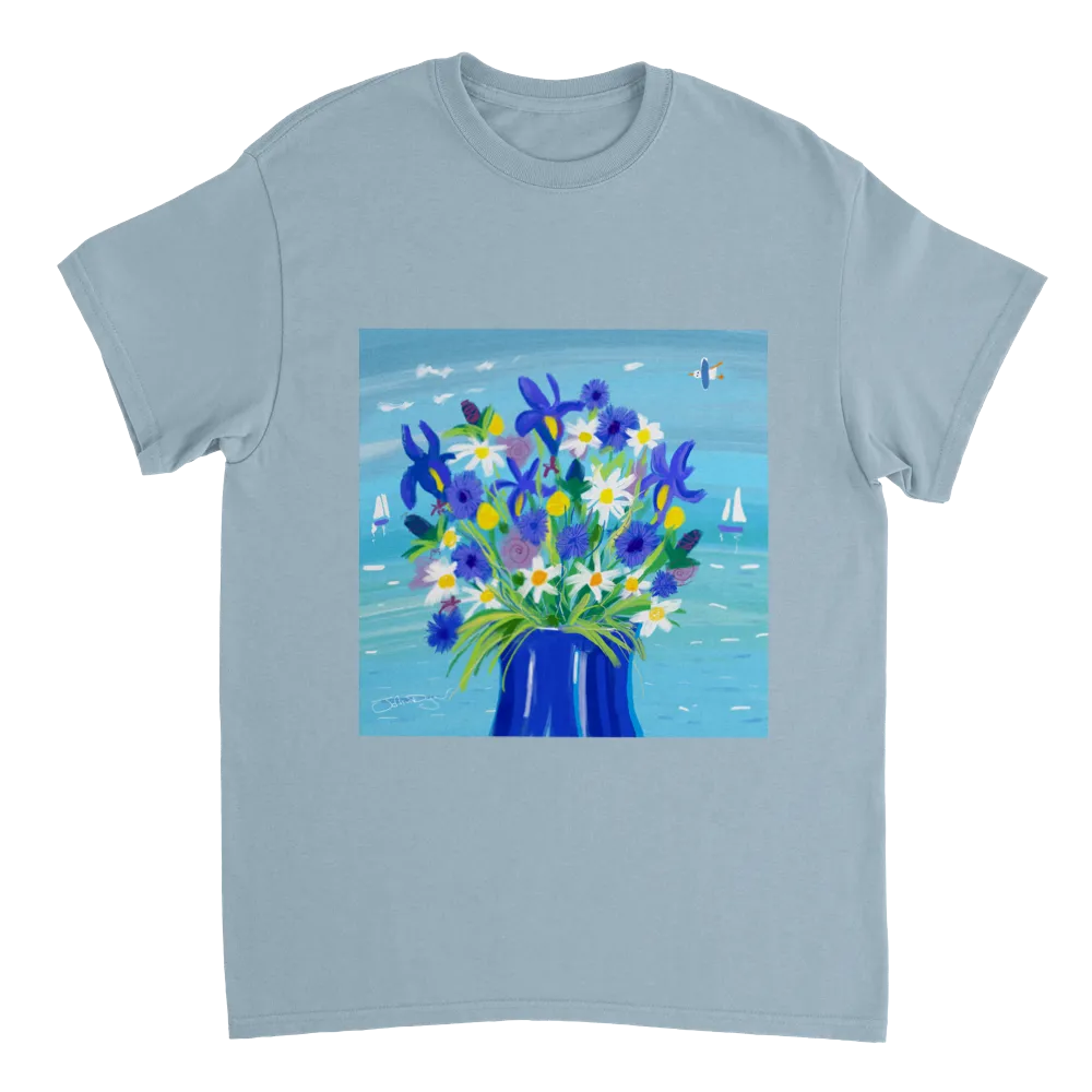 John Dyer Unisex Cornwall Art T-Shirt. 'Seaside Flowers'. Cornwall Art Gallery