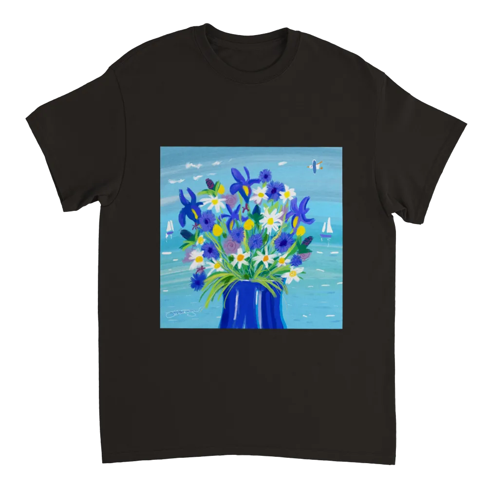 John Dyer Unisex Cornwall Art T-Shirt. 'Seaside Flowers'. Cornwall Art Gallery