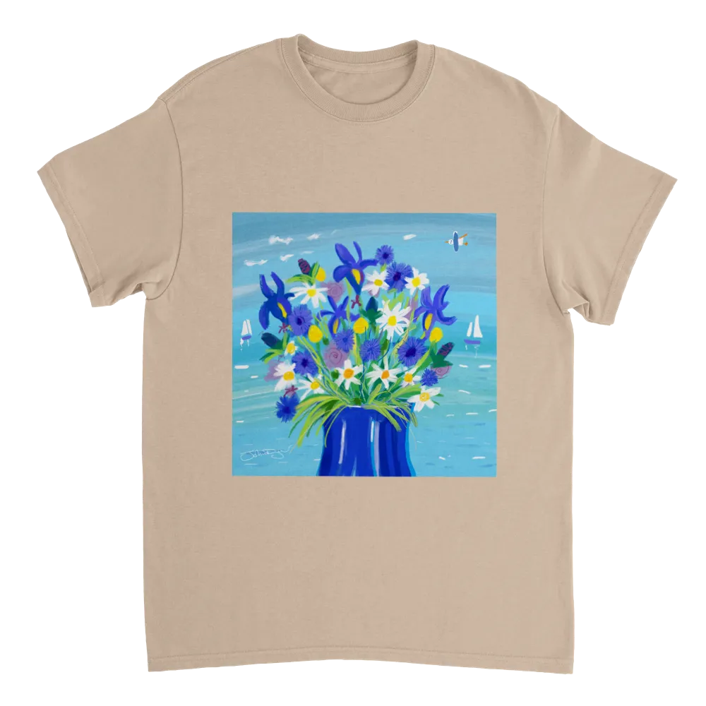 John Dyer Unisex Cornwall Art T-Shirt. 'Seaside Flowers'. Cornwall Art Gallery