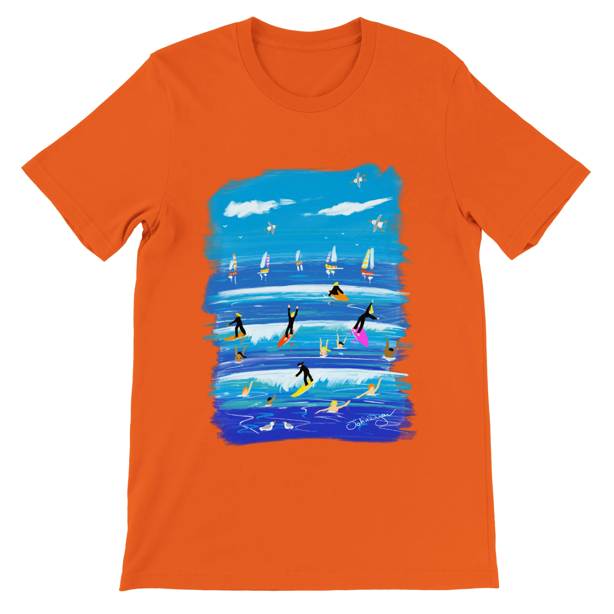 John Dyer Unisex Cornwall Art T-Shirt. 'Surfer T-Shirt'. Cornwall Art Gallery