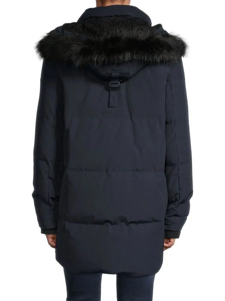 Karl Lagerfeld Paris faux fur lined parka, black