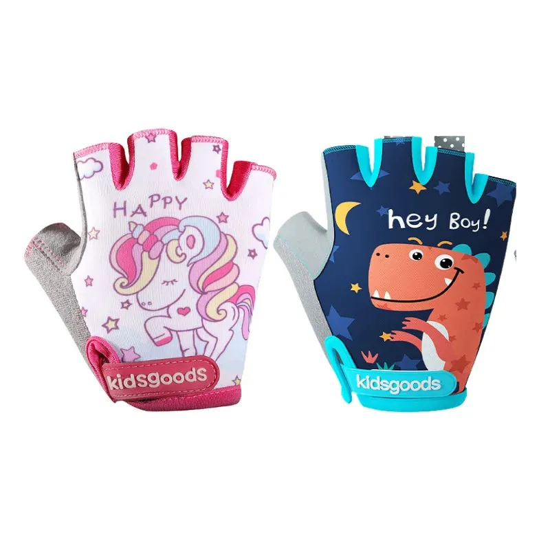 Kids Cycling Gloves Half Finger Skate Child Mountain Bike Bicycle Gloves Sports Gloves for Boys and Girls Bicycle Accessories