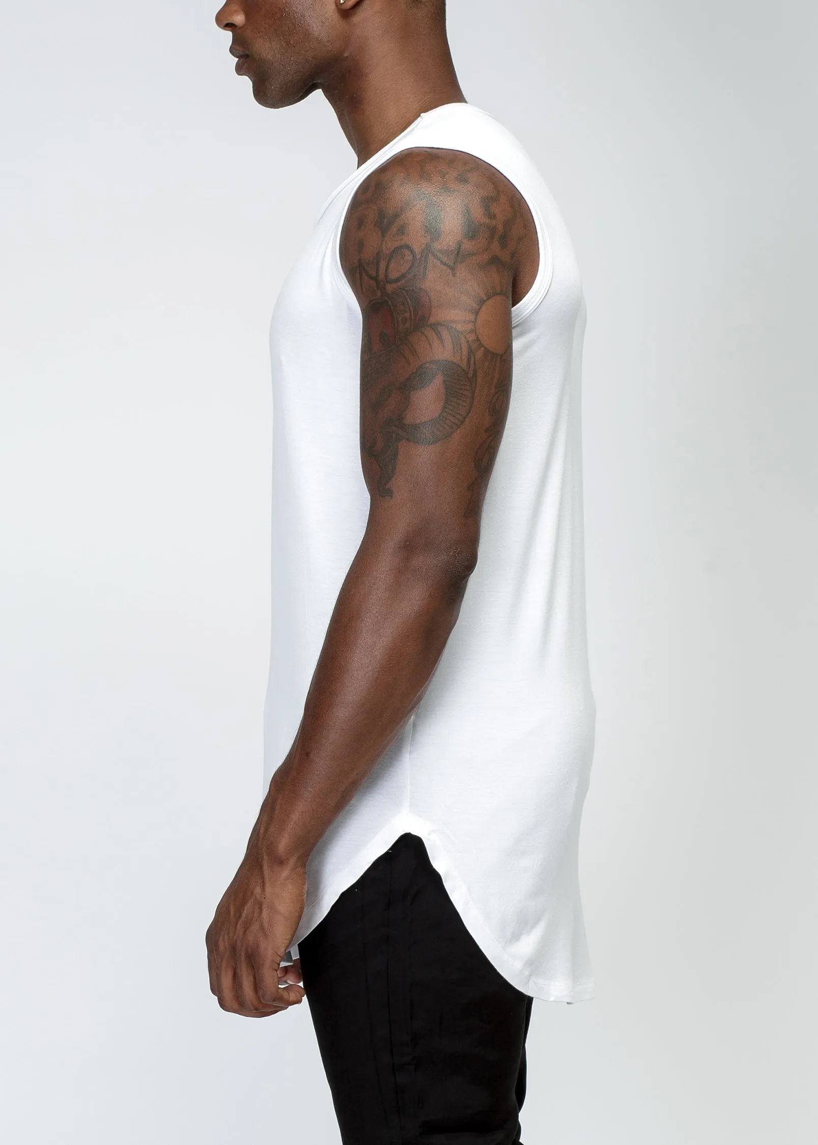 Konus Men's Tank Top with Accent Label in White