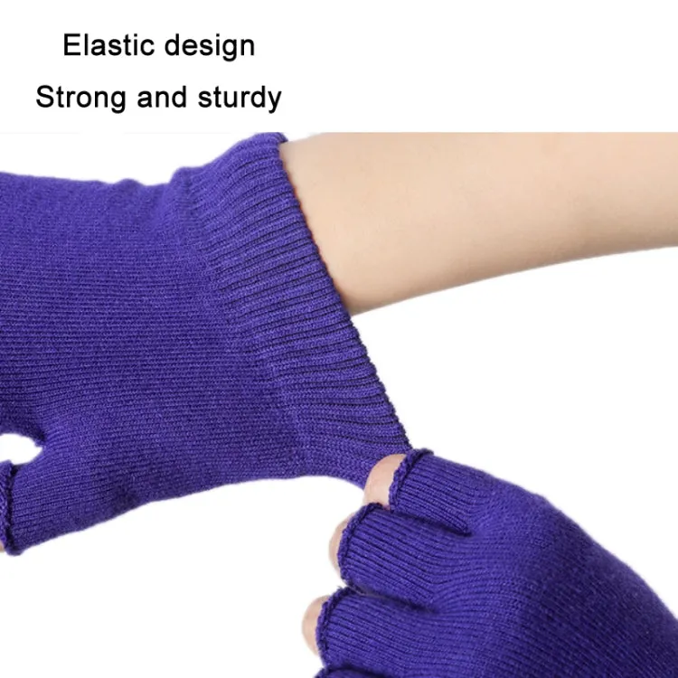 Ladies Non-Slip Fingerless Aerial Yoga Aid Gloves(Purple)