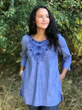 Laura Blue Chambray Tunic