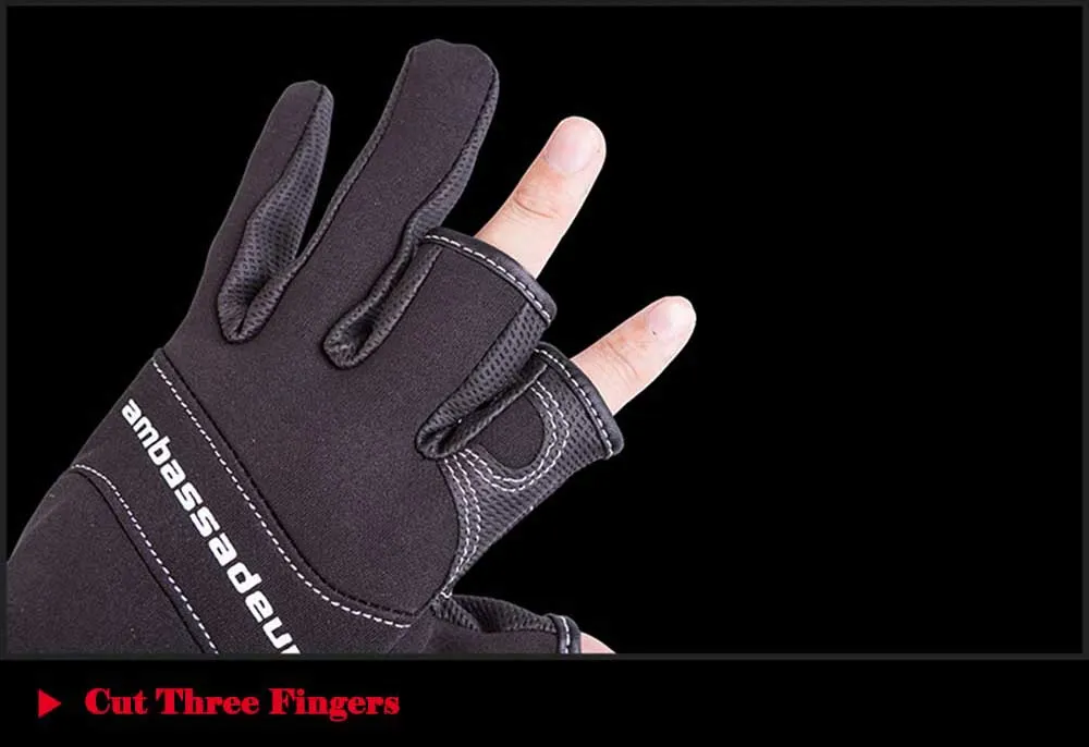 leather gloves for fishing glove three figner High-quality