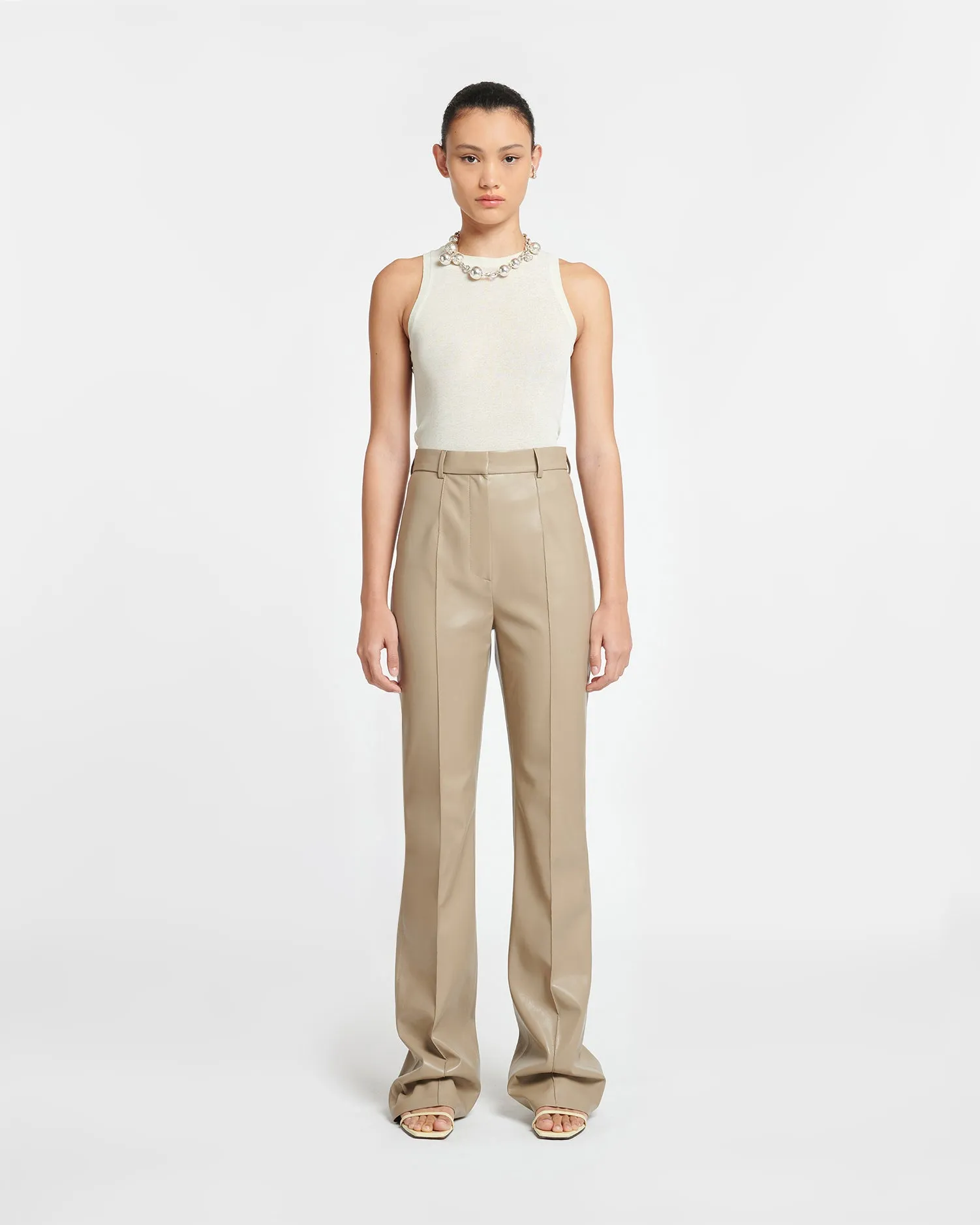 Leena -  Okobor™ Alt-Leather Pants - Ashy Taupe