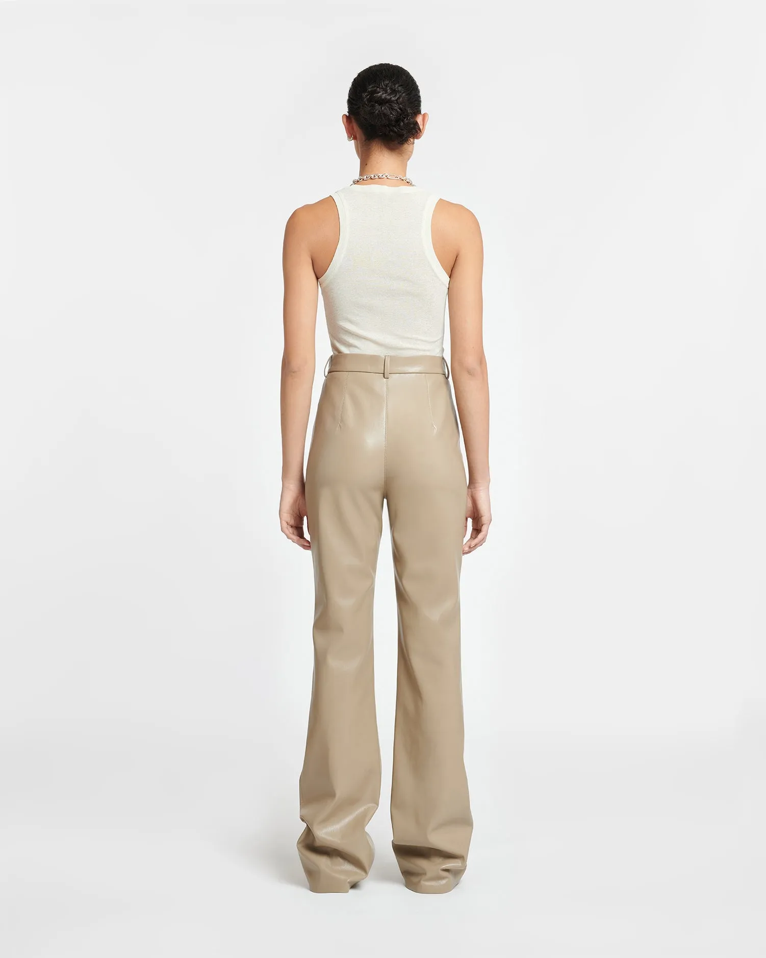 Leena -  Okobor™ Alt-Leather Pants - Ashy Taupe