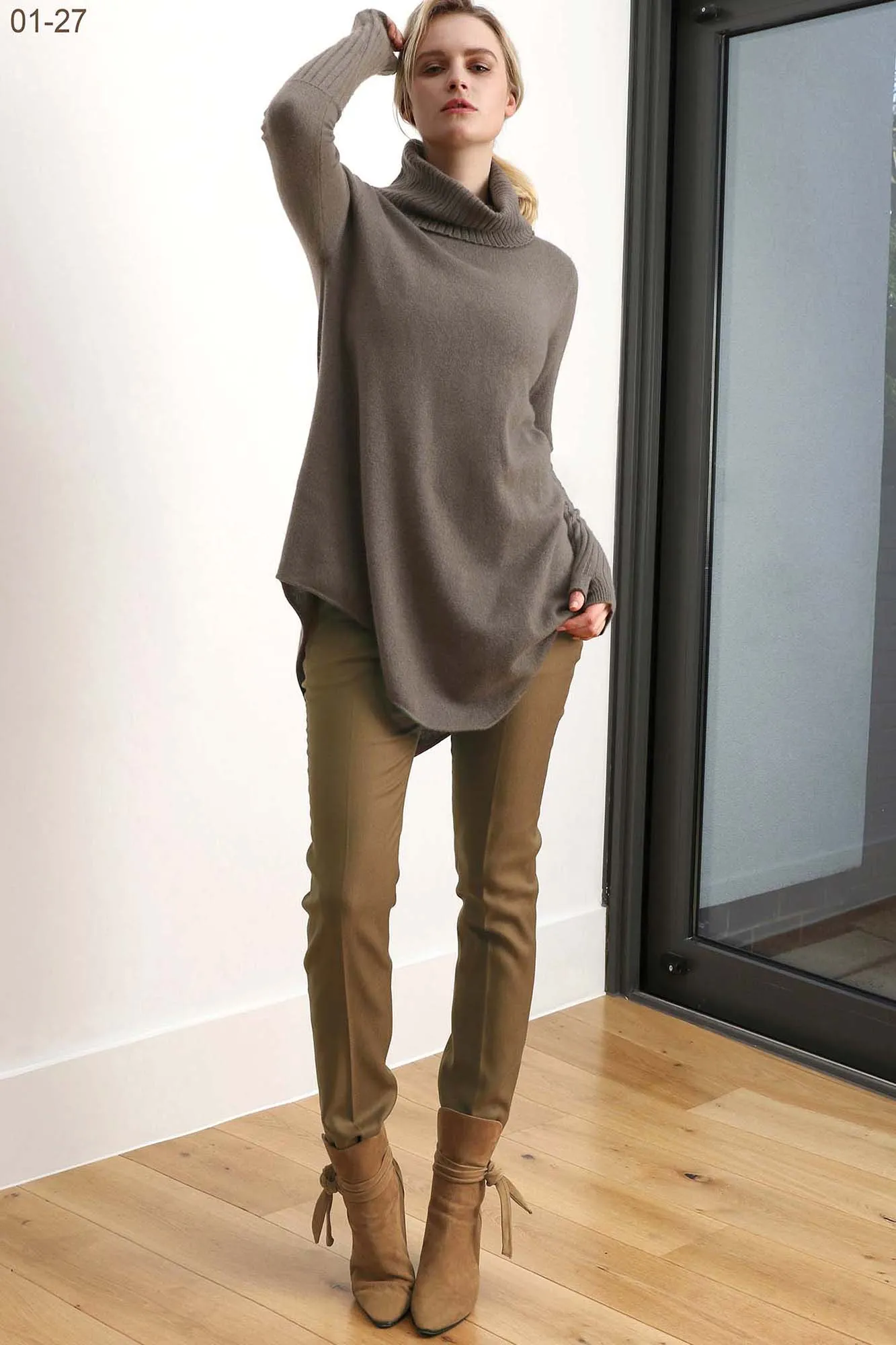 Longline Cashmere Jumper in Bottle green