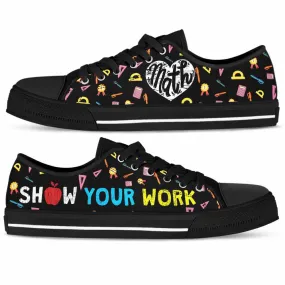 Math Teacher Math Pattern Show Your Work Low Top Shoes, Teacher Shoes, Low Top Sneakers