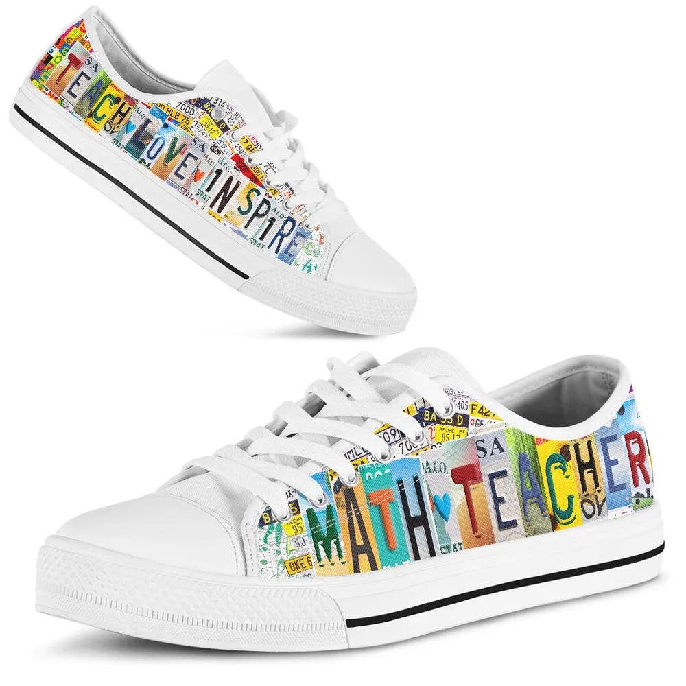 Math Teacher Shoes License Plate Shoes for Mens, Teacher Shoes, Low Top Sneakers