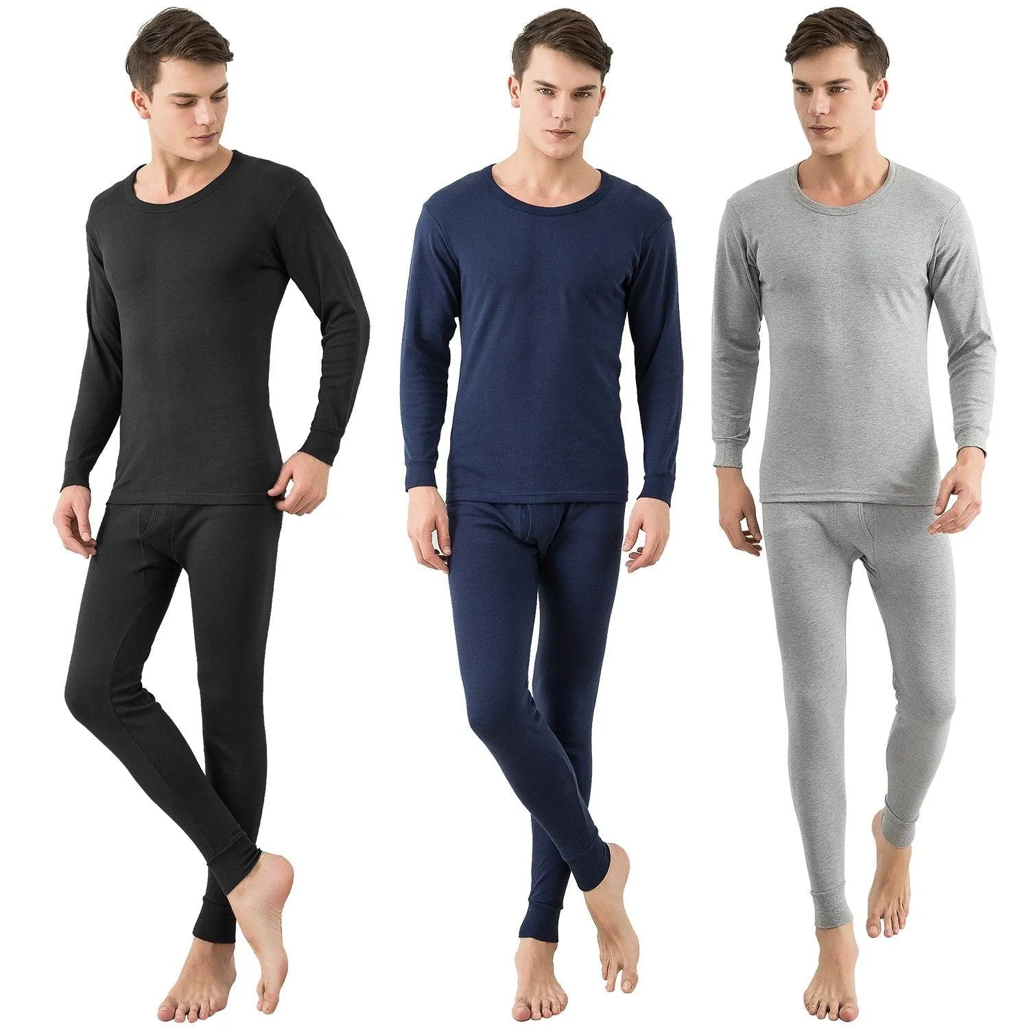 Men Thermal Underwear Set - Long Johns Pants and Long Sleeve