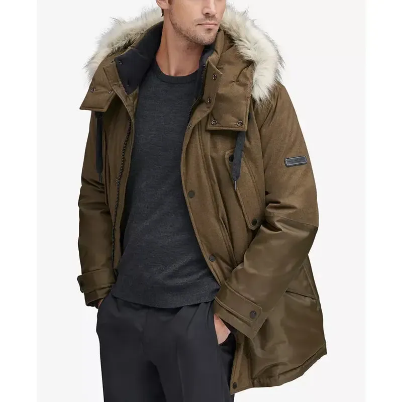 Men&#039;s Mixed-Media Parka with Removable Hood