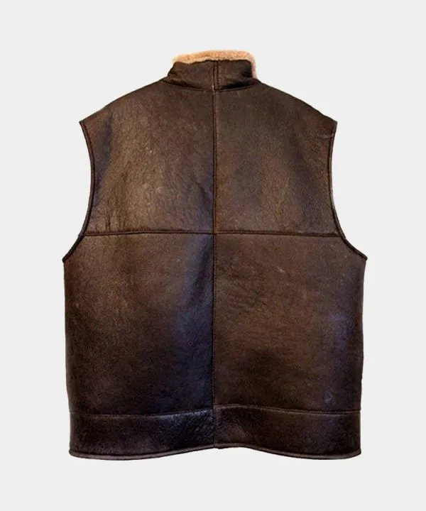 Men’s Aviator RAF B3 Fur Leather Bomber Flying Vest