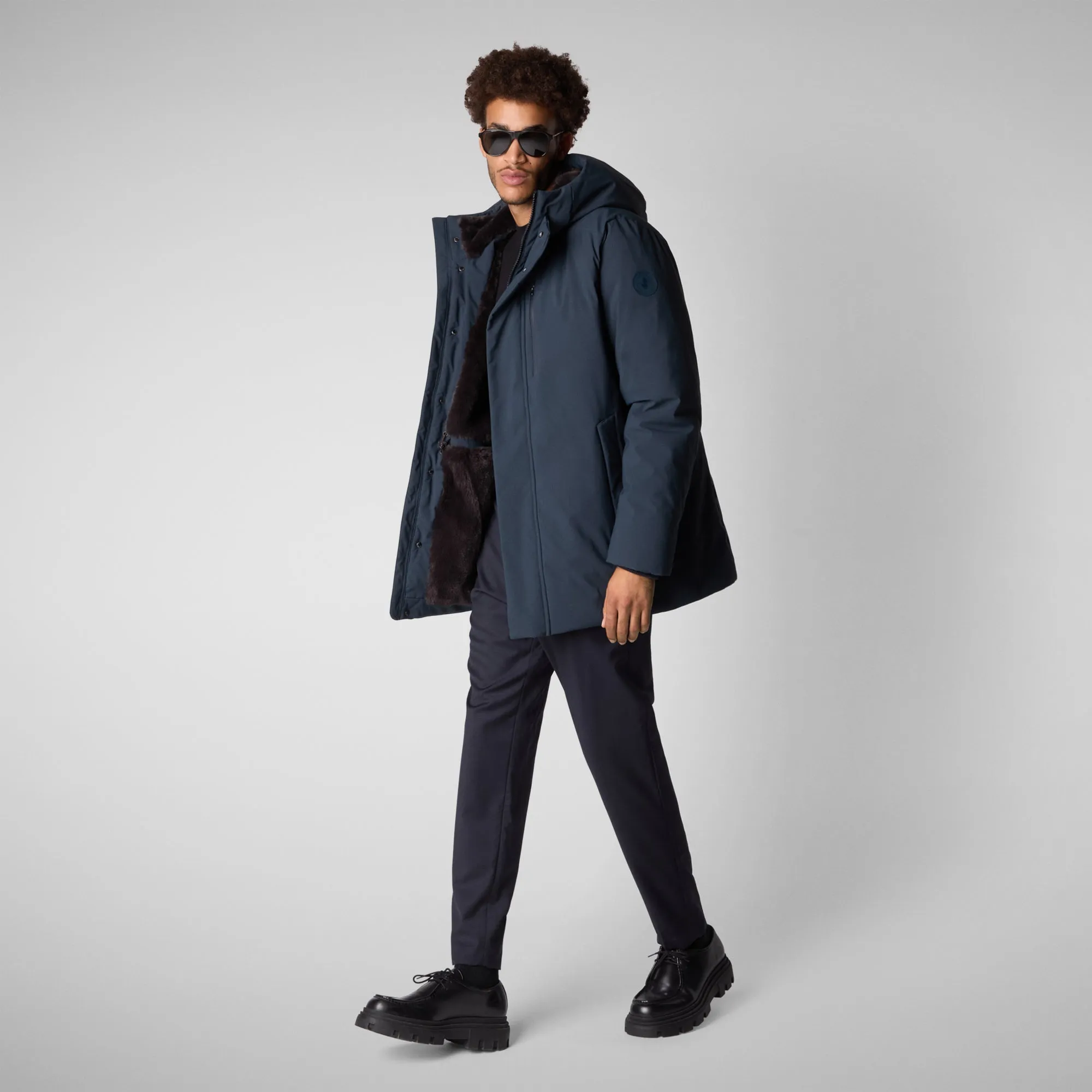 Men's  Hooded Parka Antoine in BLUE BLACK