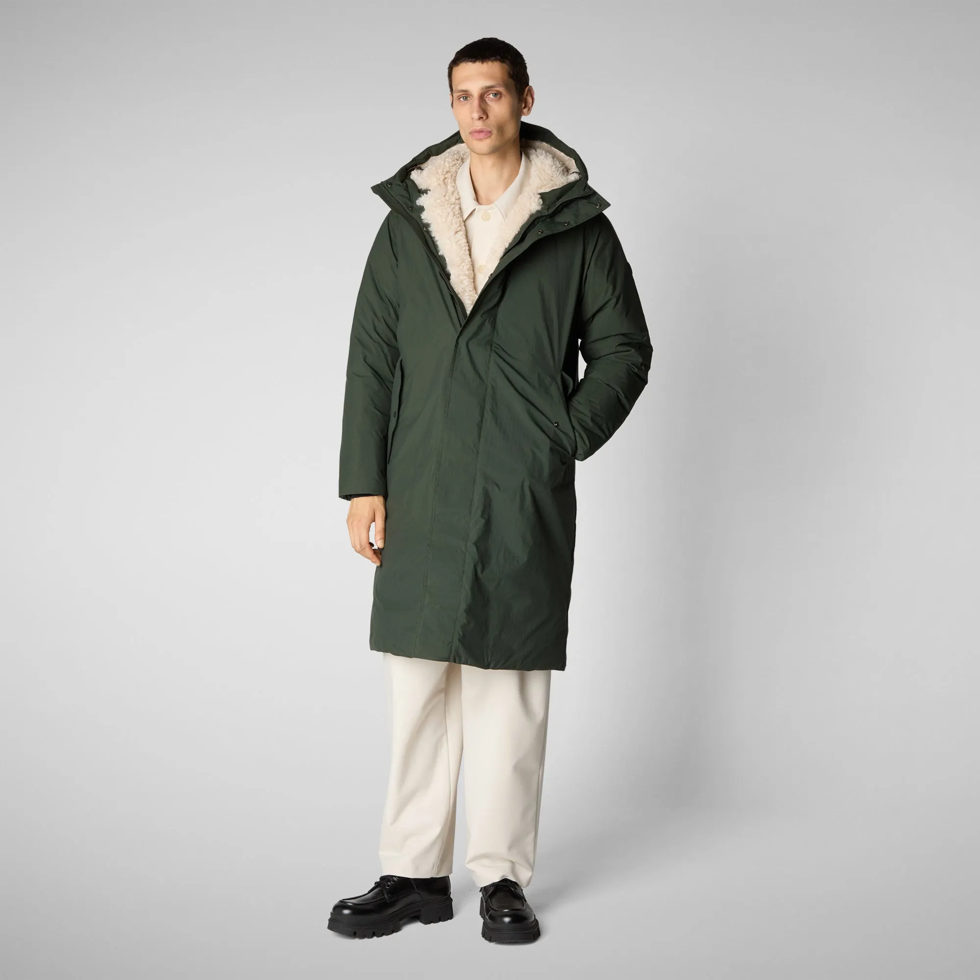 Men's hooded parka Killian in land green