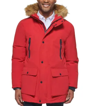 Men's parka with faux fur jacket on the hood created for Macy's Club Room, red