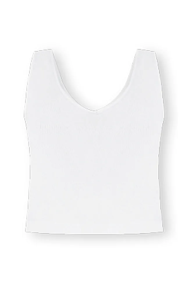 Miles Ahead White V-Neck Tank Bra Top FINAL SALE