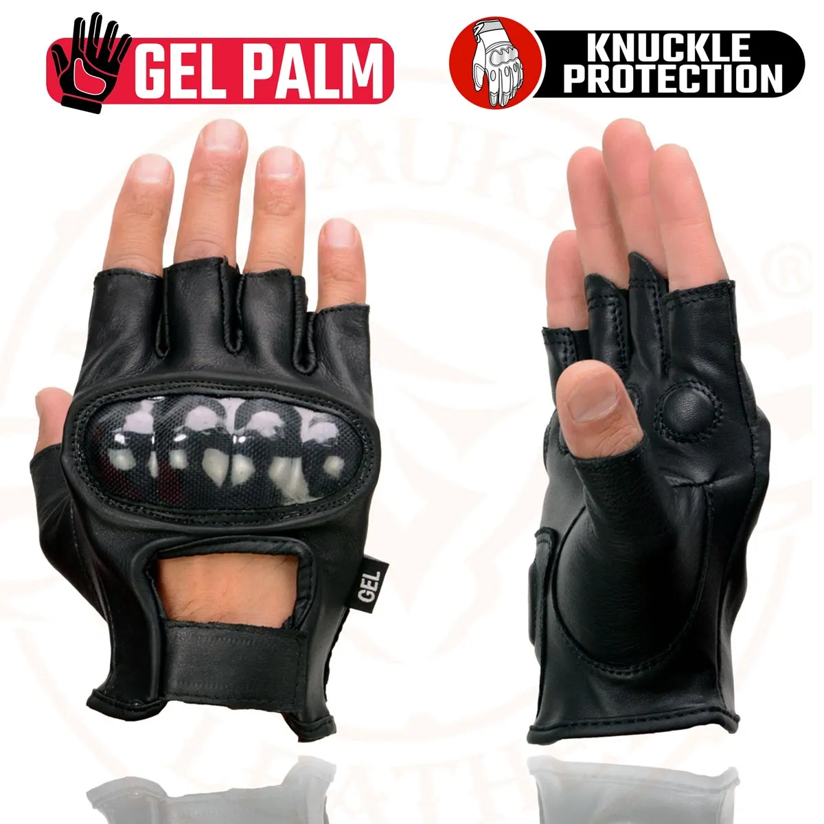 Milwaukee Leather MG7555 Men's Black Leather Gel Padded Fingerless